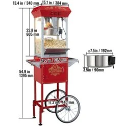 VEVOR Popcorn Maker With Cart, 850W Popcorn Popper Machine, 8 Oz Kettle Makes 48 Cups Per Batch, Popcorn Maker Equipped With Tempered Glass -Vevor GUEST 005fa6eb 26b3 4100 af66 ce0a18529a6d