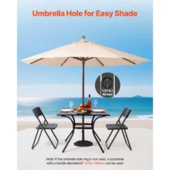 VEVOR Outdoor Patio Dining Table, 37 Inch Square Metal Steel Slat Backyard Bistro Tables, With 1.5 In Umbrella Hole, Black -Vevor GUEST 007dbb4c 0707 4282 a511 31877c9307fb