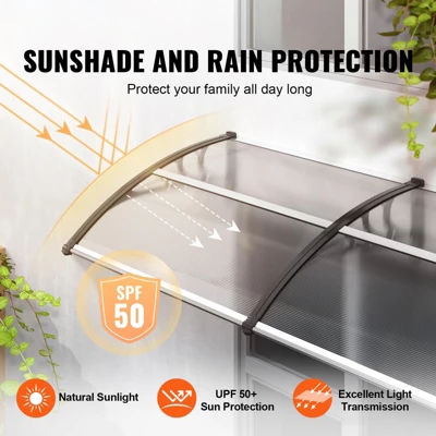 VEVOR Window Door Awning Canopy 40" X 80", UPF 50+ Polycarbonate Entry Door Outdoor Window Awning Exterior, Front Door Overhang Awning 2 VEVOR Window Door Awning Canopy 40" X 80", UPF 50+ Polycarbonate Entry Door Outdoor Window Awning Exterior, Front Door Overhang Awning - Image 2