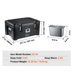 VEVOR Insulated Food Pan Carrier, 36Qt Capacity, Stackable Catering Hot Box With 3 Stainless Steel Pans, Top Load LLDPE Food Warmer, Black -Vevor GUEST 0091a5f4 1ae6 47de a650 3beba7ebbb0f