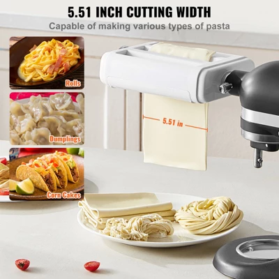VEVOR Pasta Attachment For KitchenAid Stand Mixer, 3-IN-1 Stainless Steel Pasta Roller Cutter Set Including Pasta Sheet Roller 4 VEVOR Pasta Attachment For KitchenAid Stand Mixer, 3-IN-1 Stainless Steel Pasta Roller Cutter Set Including Pasta Sheet Roller - Image 4