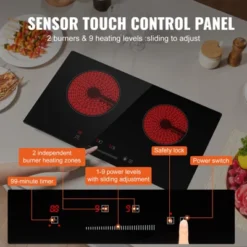 VEVOR Electric Cooktop, 24 Inch 2 Burners Built-in Electric Stove Top, 1800W Ceramic Top Radiant Cooktop With Glass Panel, Touch Control, Timer 10 VEVOR Electric Cooktop, 24 Inch 2 Burners Built-in Electric Stove Top, 1800W Ceramic Top Radiant Cooktop With Glass Panel, Touch Control, Timer -Vevor GUEST 00d77a3b 4e85 4abc 946b 24a938dc0244