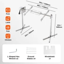 VEVOR Electric BBQ Rotisserie Grill Kit, 46 Inch 132 Lbs Capacity, Automatic 52W Motor Height Adjustable Universal Roaster Stand, Silver 14 VEVOR Electric BBQ Rotisserie Grill Kit, 46 Inch 132 Lbs Capacity, Automatic 52W Motor Height Adjustable Universal Roaster Stand, Silver -Vevor GUEST 01f9c5a5 44ea 4c4e acba fe698e8f7702