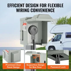 VEVOR 30 Amp RV Power Outlet Box, 125/250 Volt, Enclosed Lockable Outdoor RV Receptacle Box, NEMA TT-30R Weatherproof Electrical Panel, Gray 10 VEVOR 30 Amp RV Power Outlet Box, 125/250 Volt, Enclosed Lockable Outdoor RV Receptacle Box, NEMA TT-30R Weatherproof Electrical Panel, Gray -Vevor GUEST 01fd48b4 eb6e 4726 8524 3c7ecb2f0857