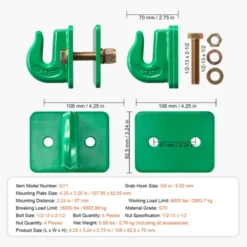 Vevor 3/8" Tractor Bucket Hooks Grade 70 Forged Steel 2 Pack Bolt On Grab Hooks Heavy Duty Mount With Backer Plate, Green -Vevor GUEST 021c7706 f7b1 4b9f b94c 35f4ebbedef3