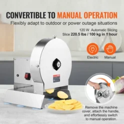 VEVOR Electric Vegetable Slicer, 0-0.5"/0-12mm Thickness Adjustable Commercial Slicer Machine, Convertible To Manual, Stainless Steel Food -Vevor GUEST 023bfb6e 61de 4240 a0d1 4fc5a4d6bb01