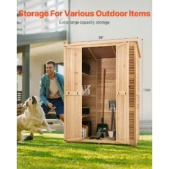 VEVOR Outdoor Storage Shed, Oversize Wooden Outside Storage Cabinet With Waterproof Roof And Metal Frame With Shelves & Floor, 58"x78" -Vevor GUEST 0296d523 0617 4b66 b858 efb46ccbd3ce