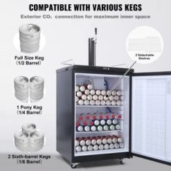 VEVOR Beer Kegerator, Single Tap Draft Beer Dispenser, Full Size Keg Refrigerator With Shelves, CO2 Cylinder, Drip Tray & Rail, Silver -Vevor GUEST 0309d0ff 6b70 4173 8efd 4d4606a6c355