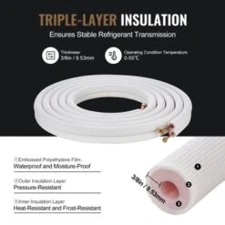 VEVOR 25FT Mini Split Line Set, 1/4" & 1/2" O.D Copper Pipes Tubing And Triple-Layer Insulation,for Air Conditioning Or Heating Pump Equipment,White -Vevor GUEST 033b3537 9d28 42cb ad91 bccac2317f7c
