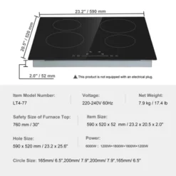 VEVOR Built In Electric Stove Top, 23.2 X 20.5 Inch 4 Burners, 240V Glass Radiant Cooktop With Sensor Touch Control, Timer & Child Lock Included -Vevor GUEST 034e1567 4b39 41c2 94de 33de07edbaa0
