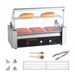 VEVOR Hot Dog Roller 5 Rollers 12 Hot Dogs Capacity, 750W Stainless Sausage Grill Cooker Machine With Dual Temp Control Glass Hood Acrylic Cover -Vevor GUEST 039899f7 9c26 4d84 8a37 8ac55ccba2c4