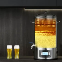 VEVOR Electric Brewing System, 8 GALLON Brewing Stock Pot, 304 Stainless Steel Brewing Supplies With Panel, Includes Glass Lid, Handle, Silver