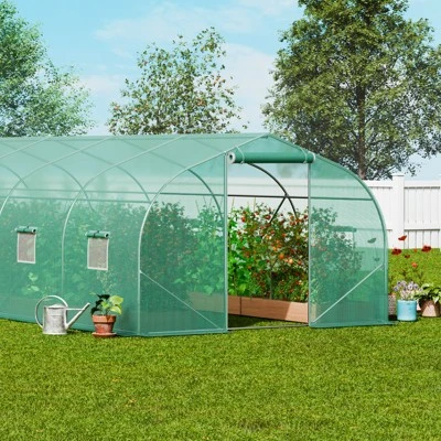 VEVOR Walk-in Tunnel Greenhouse, 29.5x9.8x6.6 Ft Hoop House Greenhouse Tunnel With Galvanized Steel Frame, PE Cover, Roll-up Zipper Door, 12 Windows 1 VEVOR Walk-in Tunnel Greenhouse, 29.5x9.8x6.6 Ft Hoop House Greenhouse Tunnel With Galvanized Steel Frame, PE Cover, Roll-up Zipper Door, 12 Windows