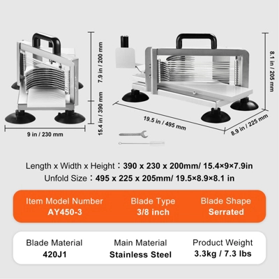 VEVOR Commercial Tomato Slicer, 3/8 Inch Tomato Cutter Slicer, Stainless Steel Heavy Duty Tomato Slicer Machine, Manual Tomato Slicer 7 VEVOR Commercial Tomato Slicer, 3/8 Inch Tomato Cutter Slicer, Stainless Steel Heavy Duty Tomato Slicer Machine, Manual Tomato Slicer - Image 7