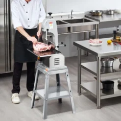 VEVOR Electric Meat Saw, 850W Stainless Vertical Cutter, 19.1"x15" Workbench, 7.09" Cutting Thickness, Includes 5 Blades