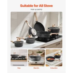 VEVOR 17 Piece Pots And Pans Set Nonstick, Granite Cookware Set, Induction Cookwares, Kitchen RV Cooking Sets, Black -Vevor GUEST 04d2118d 8325 446a b4a4 763c2929e1d0