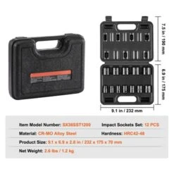 VEVOR 3/8" Drive Impact Socket Set, 12 Piece Shallow Socket Set SAE 5/16"-1", 6 Point Cr-Mo Alloy Steel For Auto Repair,BLACK -Vevor GUEST 04dac8a7 6b16 4264 975f 5ec23fb6affa