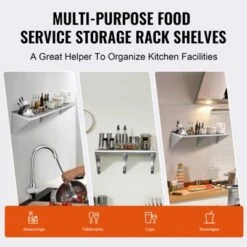 VEVOR 18" X 72" Stainless Steel Shelf, Wall Mounted Floating Shelving With Brackets, 500 Lbs Load Capacity Commercial Shelves -Vevor GUEST 04f9c71b 9740 4636 9709 495270fef913