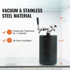 VEVOR Beer Growler Tap System, 170Oz 5L Mini Keg, 304 Stainless Steel Pressurized Beer Growler With Pressure Display, CO2 Regulator Faucet, Black -Vevor GUEST 0544c88a d920 4900 bf5b 19ea12bdd24d