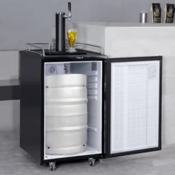 VEVOR Beer Kegerator, Single Tap Draft Beer Dispenser, Full Size Keg Refrigerator With Shelves, CO2 Cylinder, Drip Tray & Rail, Silver