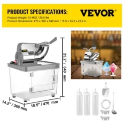 VEVOR 110V Commercial Ice Crusher 440LBS/H, ETL Approved 300W Electric Snow Cone Machine With Dual Blades, Stainless Steel Shaved Ice Machine, Silver 13 VEVOR 110V Commercial Ice Crusher 440LBS/H, ETL Approved 300W Electric Snow Cone Machine With Dual Blades, Stainless Steel Shaved Ice Machine, Silver -Vevor GUEST 05859393 124c 4568 b258 ca6810282e2c