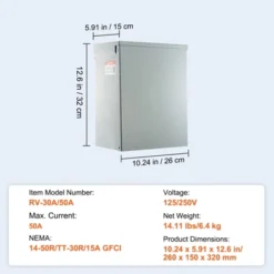 VEVOR Temporary Power Outlet Panel, 125/250V, RV Power Outlet Box With A 20/30/50 Amp Receptacle Installed, Gray -Vevor GUEST 0662f01d 1a8d 41a0 b0df 58b220203368