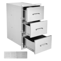 VEVOR Outdoor Kitchen Drawers 16" W X 28.5" H X 20.5" D, Flush Mount Triple Access BBQ Drawers Stainless Steel With Handle, Silver -Vevor GUEST 0682fd16 b3f1 42f6 89c2 666392d2d88b