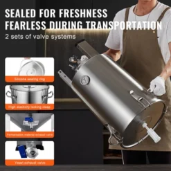 VEVOR 304 Stainless Steel Kettle, 8 GALLON Beer Brew Fermentor, Kettle Stock Pot Includes Lid, Handle, Valve, Spigot, Thermometer, Silver -Vevor GUEST 06c3f9b5 f37c 414c 98c3 b2e42fb8322c