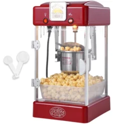 VEVOR Popcorn Maker, 300W Popcorn Popper Machine, 2.5 Oz Kettle Makes 4 QT Per Batch, Tabletop Popcorn Maker With PP Door, Includes 2 Scoops, Red -Vevor GUEST 0744de4b 1c3f 43fc afe2 0e847bc857ec