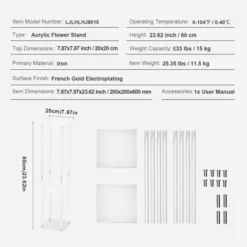 VEVOR 10PCS 23.6inch High Wedding Flower Stand, With Acrylic Laminate,Acrylic Vase Column Geometric Centerpiece Stands, Floral Display Rack 14 VEVOR 10PCS 23.6inch High Wedding Flower Stand, With Acrylic Laminate,Acrylic Vase Column Geometric Centerpiece Stands, Floral Display Rack -Vevor GUEST 07490ca2 7396 4388 be49 2e1f0b187374
