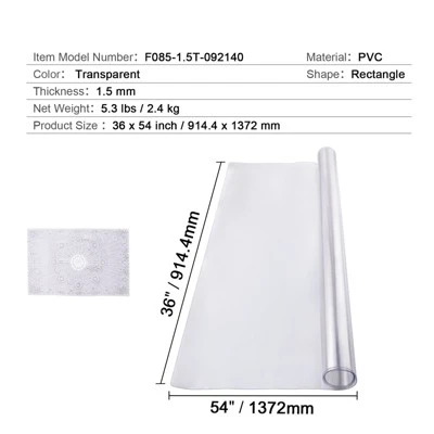 VEVOR Plastic Table Cover, 36 X 54 Inch 1.5 Mm Thick Clear Table Protector, Rectangle PVC Desk Mat, Waterproof & Easy Cleaning, Transparent 7 VEVOR Plastic Table Cover, 36 X 54 Inch 1.5 Mm Thick Clear Table Protector, Rectangle PVC Desk Mat, Waterproof & Easy Cleaning, Transparent - Image 7