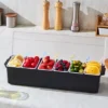 VEVOR Chilled Condiment Server, 6 Compartment Ice Cooled Condiment Serving Container, Chilled Garnish Tray Bar Caddy With Lid, Black