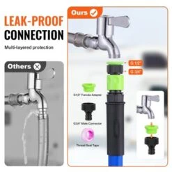 VEVOR 30ft Heated Water Hose For RV, Heated Drinking Water Hose Antifreeze To -45°F, Automatic Self-regulating, 5/8" I.D. With 3/4" GHT Adapter, Blue -Vevor GUEST 087cc402 7c88 4e20 83ca 2316f84efe0f