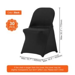 VEVOR Stretch Spandex Folding Chair Covers, Universal Fitted Chair Cover, Removable Washable Protective Slipcovers, For Wedding, (30PCS Black) -Vevor GUEST 08c72dd9 d7a2 4217 b1fe 17e935621755
