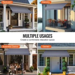 VEVOR 138 X 47" Patio Awning Retractable, Awning Sunshade Shelter With Manual Crank Handle, Outdoor Patio Canopy Sunsetter Deck, Dark Gray -Vevor GUEST 0925ed60 c0e9 45bc b670 2357cba39dda