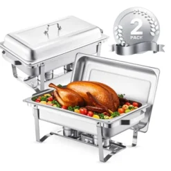 VEVOR Chafing Dish Buffet Set, 8 Qt 2 Pack, Stainless Steel Chafer With 2 Full Size Pans,Rectangle Catering Warmer Server With Lid Water Pan, Silver -Vevor GUEST 092a88b6 3ae8 4d2f b461 4d89c7e0e387