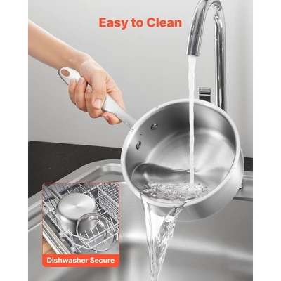 VEVOR 1.5 QT Saucepan, Stainless Steel Saucepan With Glass Lid, Multipurpose Nonstick Stainless Steel Small Cooking Sauce Pot, Silver 4 VEVOR 1.5 QT Saucepan, Stainless Steel Saucepan With Glass Lid, Multipurpose Nonstick Stainless Steel Small Cooking Sauce Pot, Silver - Image 4