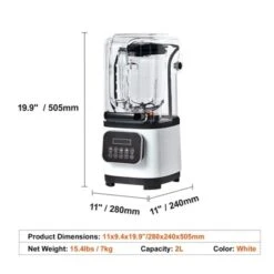 VEVOR Professional Blender With Shield, Commercial Blenders, 68 Oz Glass Jar Blender Combo, Stainless Steel 9 Speed & 5 Functions Blender, White -Vevor GUEST 099616fc 31e0 4662 9aba 8d029bf941b9