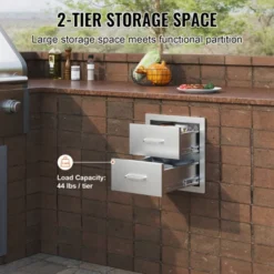 VEVOR Outdoor Kitchen Drawers 14W X 14.3H X 23D Inch, Flush Mount Double BBQ Drawers Stainless Steel With Handle, BBQ Island Drawers,Silver -Vevor GUEST 09b2cffc c824 489f b86b 1b04c9acba6e