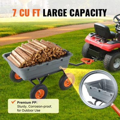 VEVOR Garden Cart, Durable Poly Dump Cart With Simple Assembly Steel Frame, Versatile Dump Wagon With Dual-Function Handle 4 VEVOR Garden Cart, Durable Poly Dump Cart With Simple Assembly Steel Frame, Versatile Dump Wagon With Dual-Function Handle - Image 4