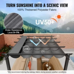 VEVOR 10'x10' Outdoor Retractable Pergola With Canopy, Aluminum Pergola With Retractable Canopy, Modern Pergola With Sun Shade Canopy, Gray -Vevor GUEST 09f8afa8 b5f1 4fa9 92cb dc5873a1105a