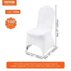 VEVOR Stretch Spandex Folding Chair Covers, Universal Fitted Arched Front Cover, Removable Washable Protective Slipcovers, (100PCS White) -Vevor GUEST 0a009eb5 83f4 4c69 8372 bb208ca4fe0d
