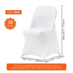 VEVOR Stretch Spandex Folding Chair Covers, Universal Fitted Chair Cover, Removable Washable Protective Slipcovers, For Wedding (30PCS White) -Vevor GUEST 0a2c8b27 8b82 494e b7ca 8f720335078c