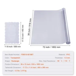 VEVOR Clear Table Cover Protector, 36" X 72" Rectangle Table Cover, 1.5 Mm Thick PVC Plastic Tablecloth, Waterproof Desktop Protector -Vevor GUEST 0a601ad7 0961 4558 b4ca cddb8ec07817
