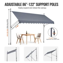 VEVOR 138 X 47" Patio Awning Retractable, Awning Sunshade Shelter With Manual Crank Handle, Outdoor Patio Canopy Sunsetter Deck, Dark Gray -Vevor GUEST 0b0e91a1 aba3 4858 aea9 6593aa0c2f0d