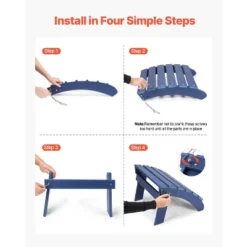 VEVOR Adirondack Ottoman Set Of 2, 18.7L X 18.9W X 13.8H Inch HDPE Plastic Folding Adirondack Ottoman, Weather-Resistant Foot Rest, Blue -Vevor GUEST 0b261c05 f025 4e29 9da9 ed2674f7cd73