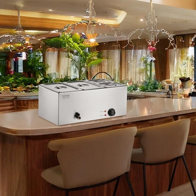 VEVOR 4-Pan Commercial Food Warmer, 16.4QT Electric Steam Table, 1200W Professional Countertop Stainless Steel Buffet Bain Marie 2 VEVOR 4-Pan Commercial Food Warmer, 16.4QT Electric Steam Table, 1200W Professional Countertop Stainless Steel Buffet Bain Marie - Image 2