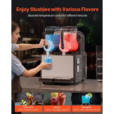 VEVOR Commercial Slushy Machine, 4Lx2 Double Tank Frozen Drink Machine, 32 Cups Stainless Steel Margarita Smoothie Frozen Drink Maker, Black 3 VEVOR Commercial Slushy Machine, 4Lx2 Double Tank Frozen Drink Machine, 32 Cups Stainless Steel Margarita Smoothie Frozen Drink Maker, Black - Image 3