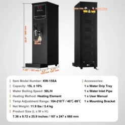 VEVOR Commercial Water Boiler, Electric Hot Water Dispenser With 316 Stainless Steel Heating Tube, 1500W Step-by-step Fast Heating 50L Per Hour -Vevor GUEST 0d23f085 4aab 45b7 81e8 ae19b5a00d30
