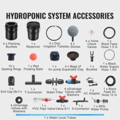 VEVOR RDWC Hydroponics Grow System, Hydroponic Growing Kit With Top Drip, Recirculating Deep Water Culture 4 Buckles And 1 Reservoir, Black -Vevor GUEST 0d434b5d 53c0 456a 8323 af6e7408244f